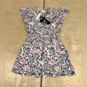 francesca's blue rain dress Dusty Blue Puff Sleeve Neck Tie Dress main image 1